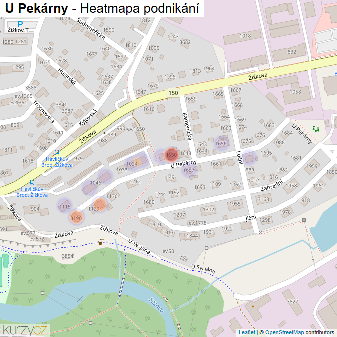 Mapa U Pekárny - Firmy v ulici.