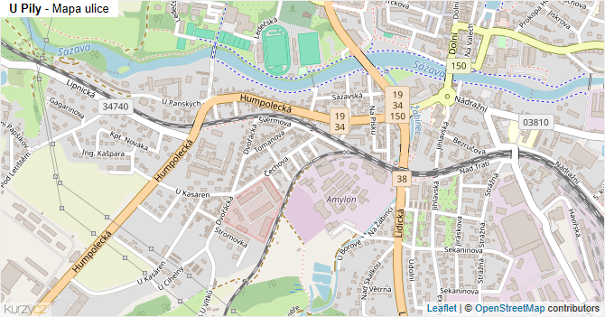 U Pily - mapa ulice