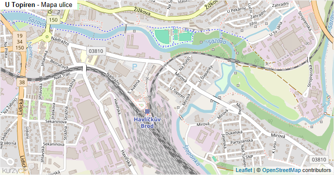 U Topíren - mapa ulice