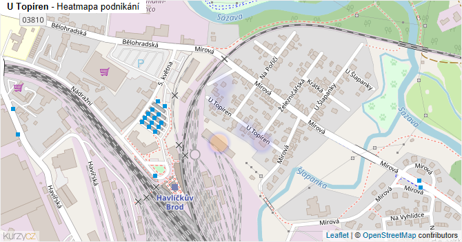 U Topíren - mapa podnikání