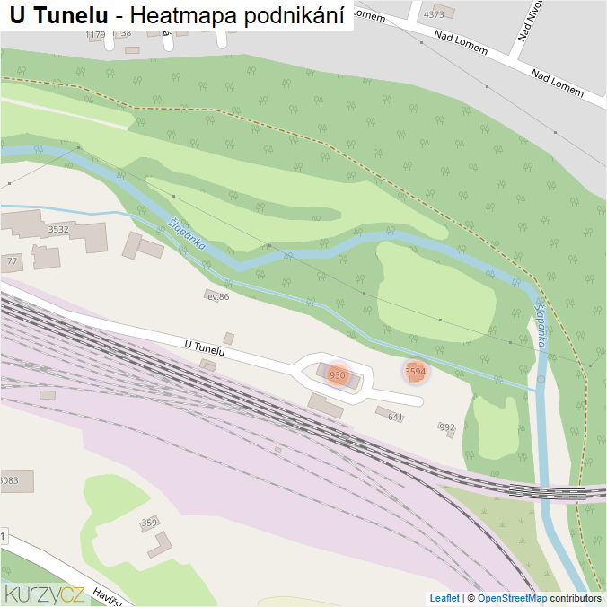 Mapa U Tunelu - Firmy v ulici.