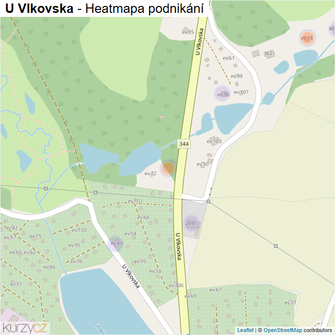 Mapa U Vlkovska - Firmy v ulici.