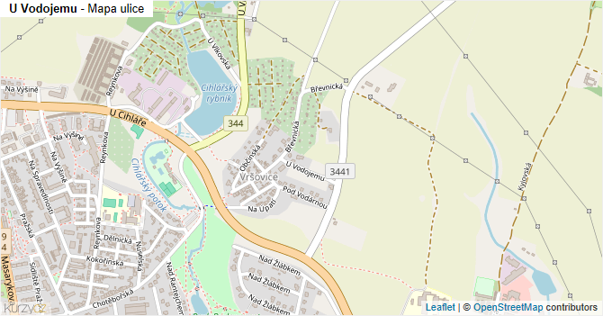 U Vodojemu - mapa ulice