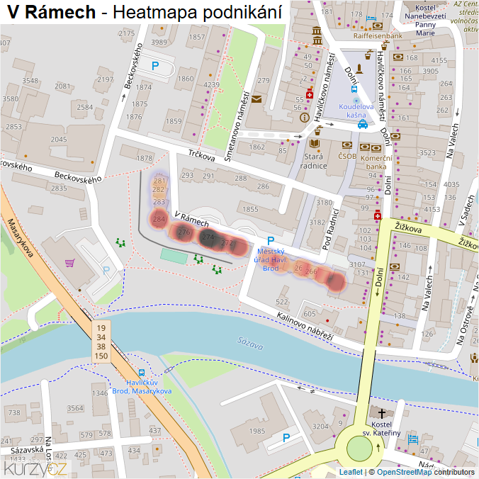 Mapa V Rámech - Firmy v ulici.