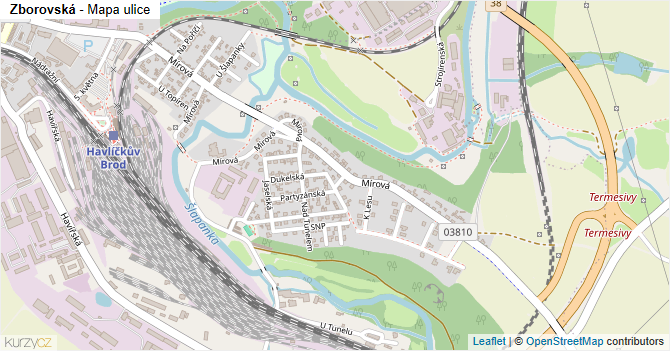 Zborovská - mapa ulice