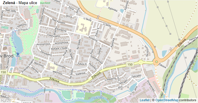 Zelená - mapa ulice