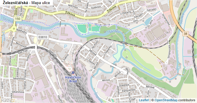 Železničářská - mapa ulice