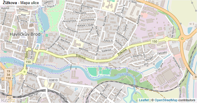 Žižkova - mapa ulice