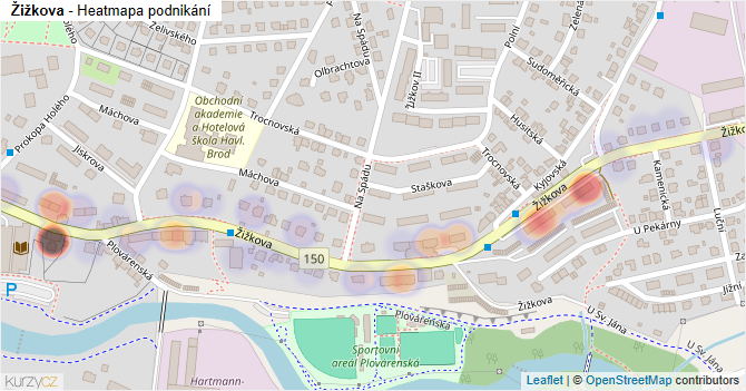Žižkova - mapa podnikání