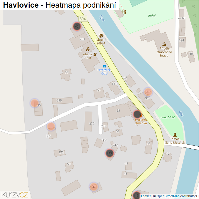 Mapa Havlovice - Firmy v obci.