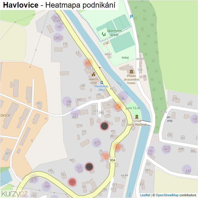 Mapa Havlovice - Firmy v části obce.