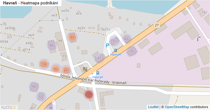 Havraň - mapa podnikání