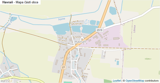 Havraň - mapa části obce