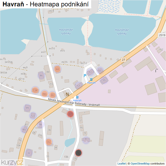 Mapa Havraň - Firmy v části obce.