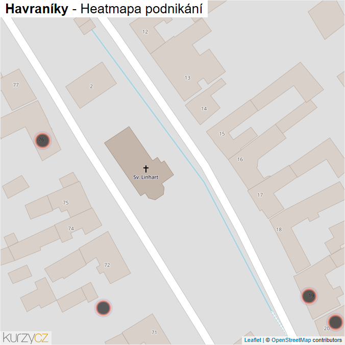 Mapa Havraníky - Firmy v obci.
