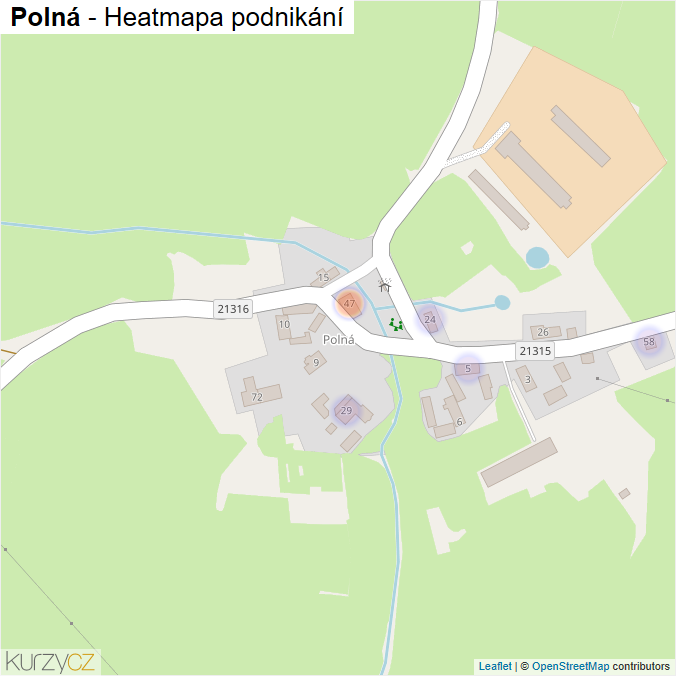 Mapa Polná - Firmy v části obce.