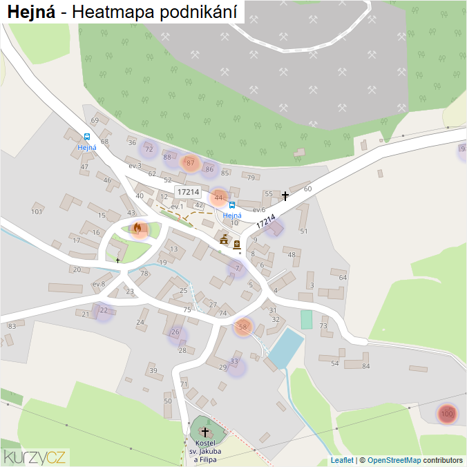 Mapa Hejná - Firmy v části obce.