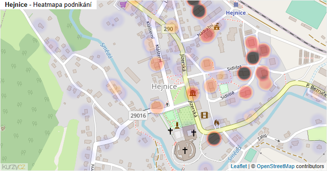 Hejnice - mapa podnikání