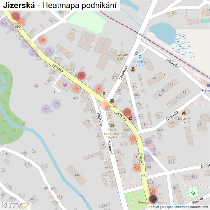 Mapa Jizerská - Firmy v ulici.