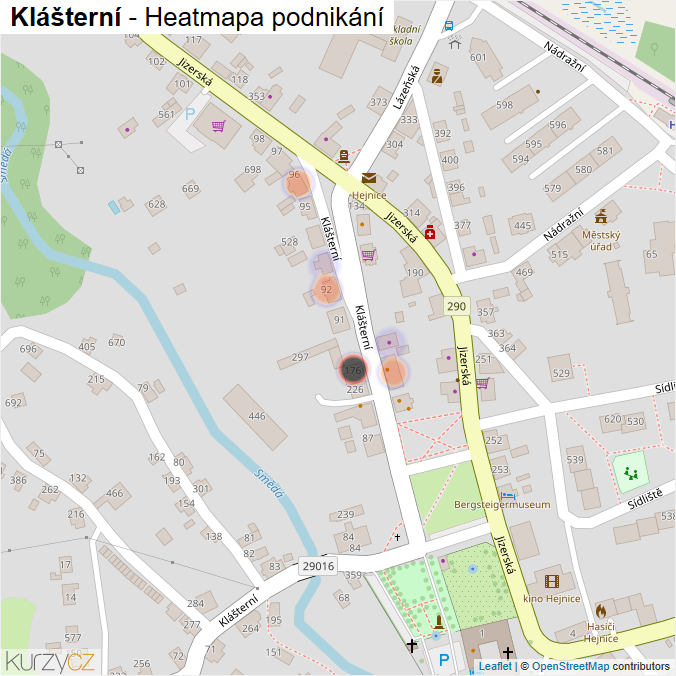 Mapa Klášterní - Firmy v ulici.