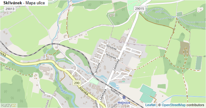 Skřivánek - mapa ulice