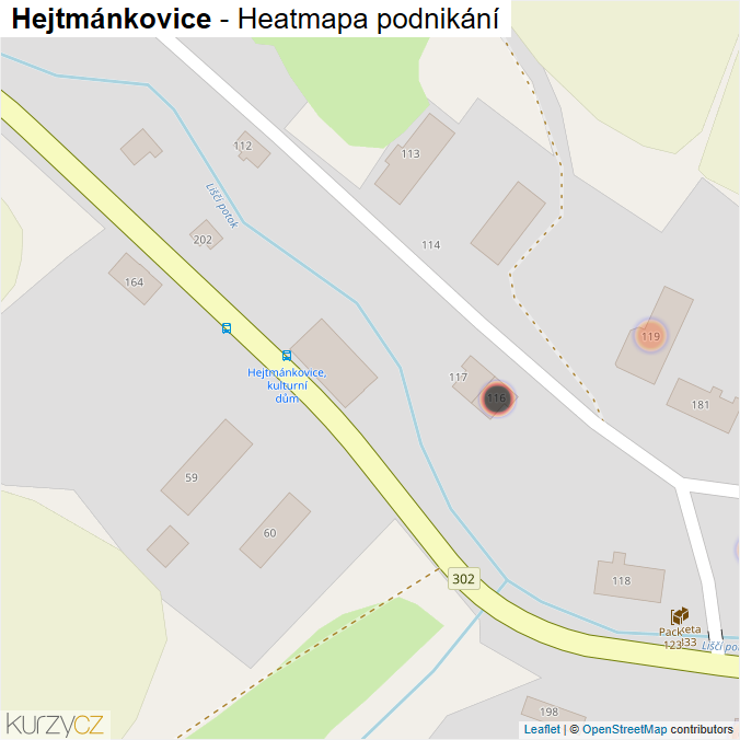 Mapa Hejtmánkovice - Firmy v obci.