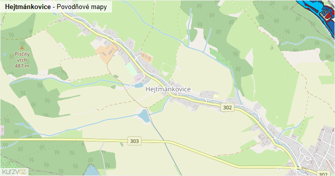 Hejtmánkovice - záplavové mapy stoleté vody