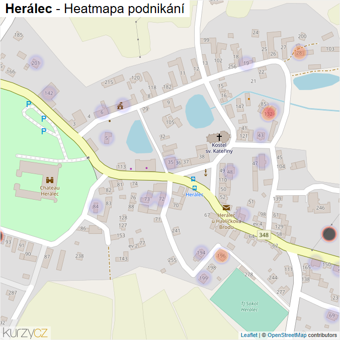 Mapa Herálec - Firmy v části obce.
