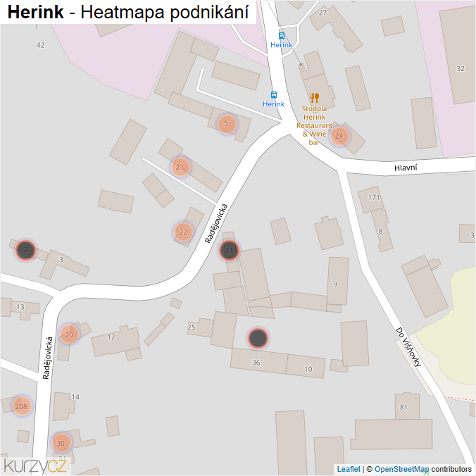 Mapa Herink - Firmy v obci.
