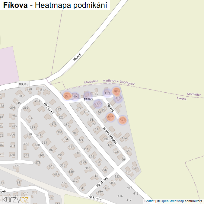 Mapa Fíkova - Firmy v ulici.