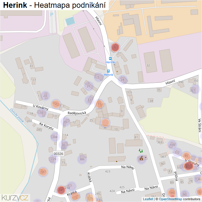 Mapa Herink - Firmy v části obce.