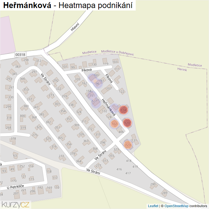 Mapa Heřmánková - Firmy v ulici.