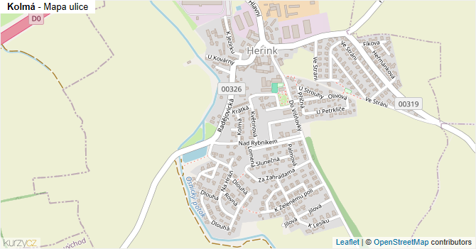 Kolmá - mapa ulice