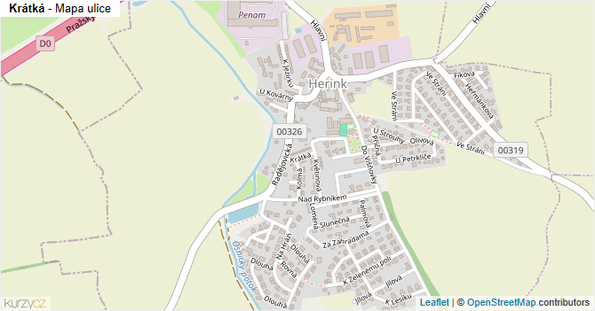 Krátká - mapa ulice