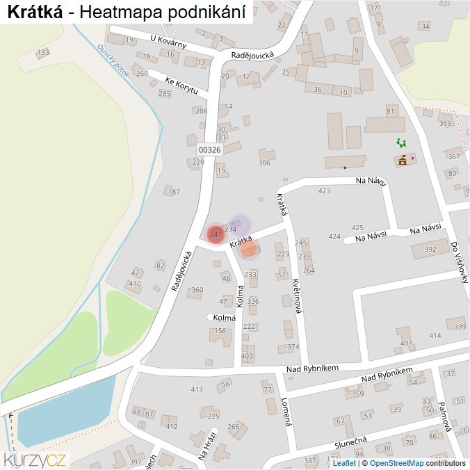 Mapa Krátká - Firmy v ulici.