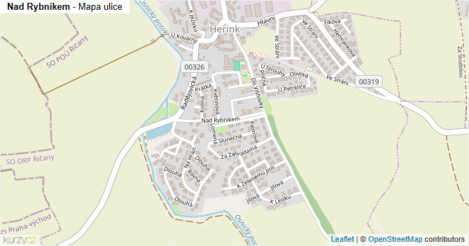 Nad Rybníkem - mapa ulice