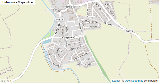 Palmová - mapa ulice