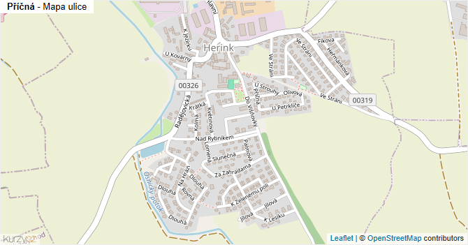 Příčná - mapa ulice