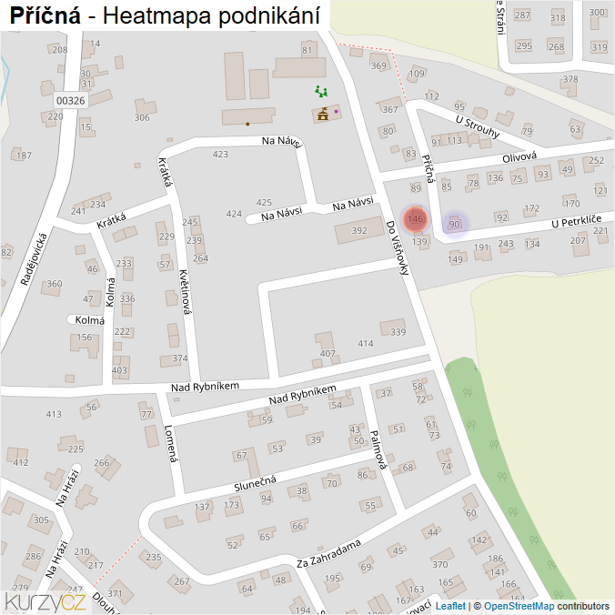 Mapa Příčná - Firmy v ulici.