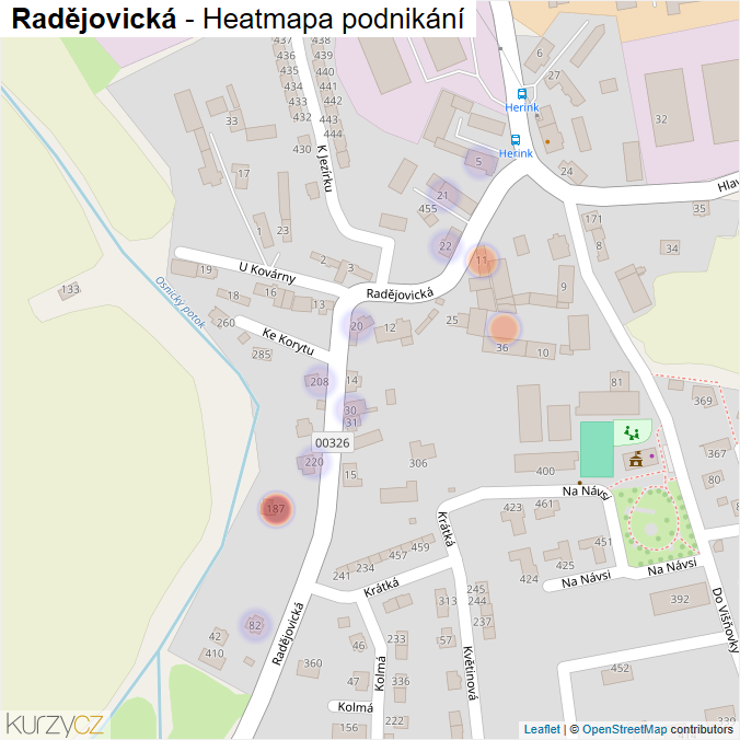 Mapa Radějovická - Firmy v ulici.