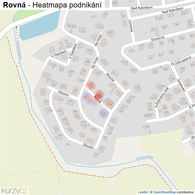 Mapa Rovná - Firmy v ulici.