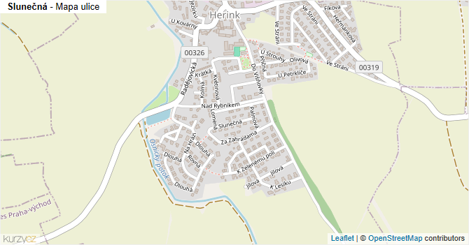 Slunečná - mapa ulice
