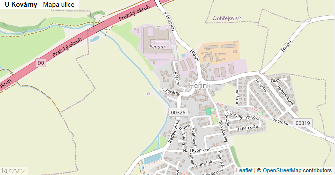 U Kovárny - mapa ulice