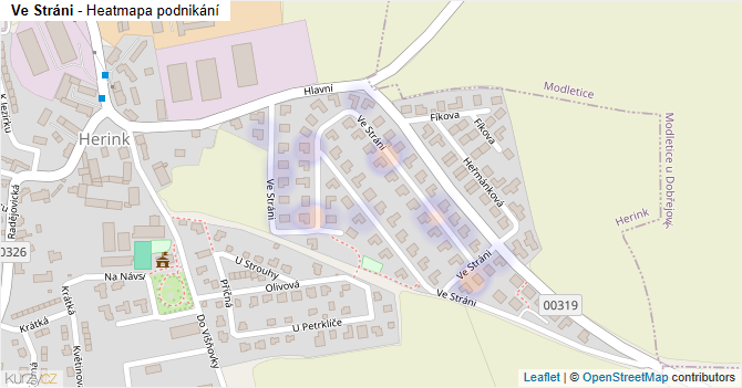 Ve Stráni - mapa podnikání