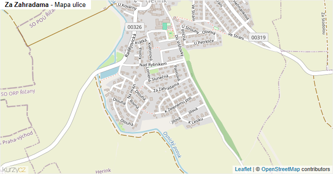 Za Zahradama - mapa ulice