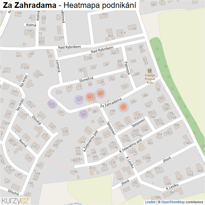 Mapa Za Zahradama - Firmy v ulici.
