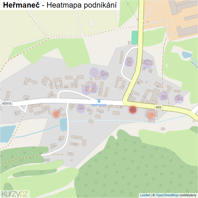 Mapa Heřmaneč - Firmy v části obce.