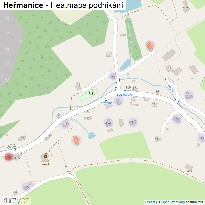 Mapa Heřmanice - Firmy v části obce.