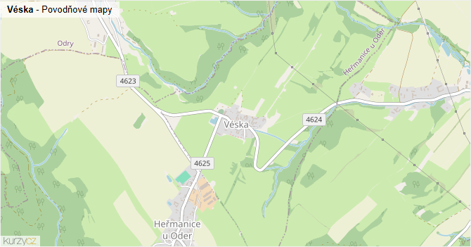 Véska - záplavové mapy stoleté vody