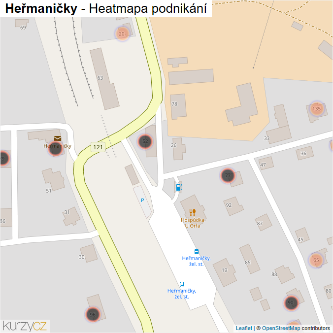 Mapa Heřmaničky - Firmy v obci.